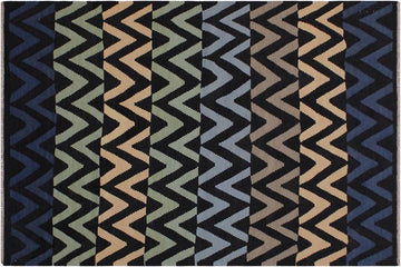 Flat Weave Kilim, Antique, Navaho, Vintage, Handmade, Modern Kilim Black Blue Hand-Woven Rectangle 100% Wool Area Rug 4 x 6